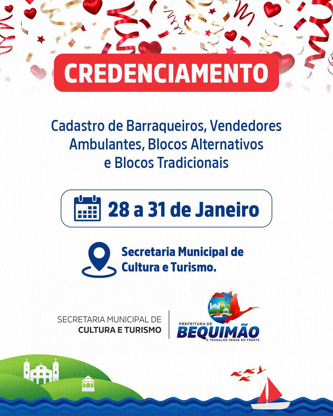 Prefeitura de Bequimão abre credenciamento para barraqueiros, vendedores ambulantes e blocos de carnaval